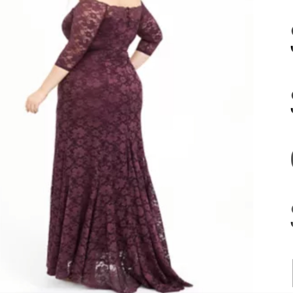 Torrid brand Special Occasion lace off shoulder dark purple maxi gown